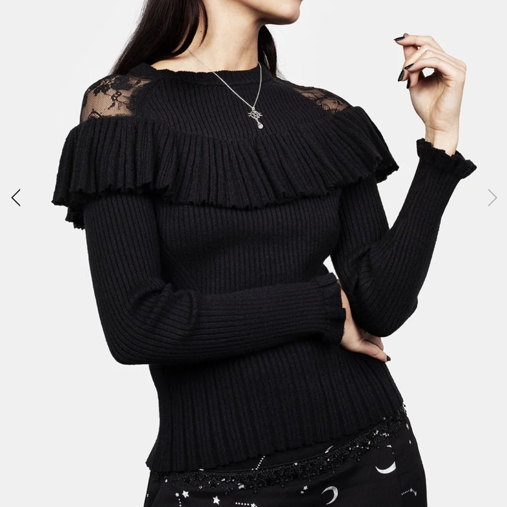 Disturbia Black Lace Panelled Sweater
